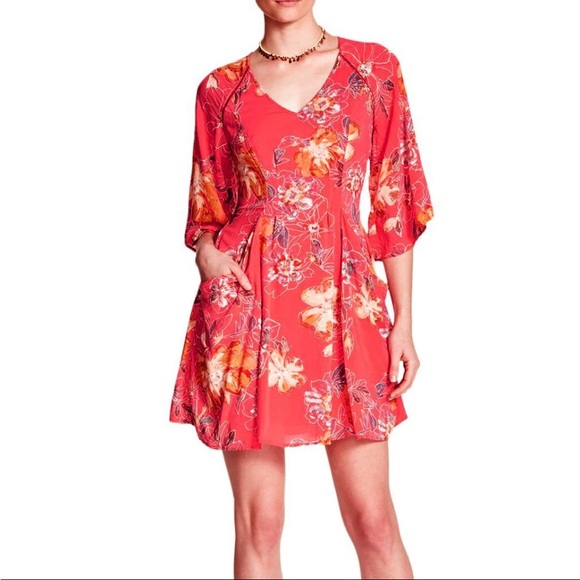 Free People Eyes On You Floral Print High-Low Mini Dress sz.6 - Picture 6 of 6